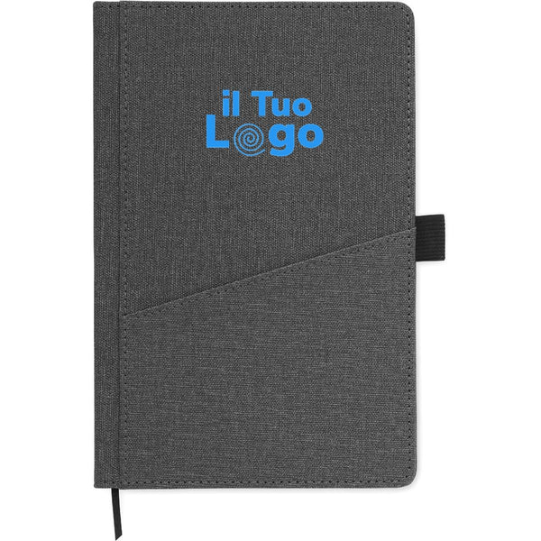 Notebook A5 in PU con tasca - personalizzabile con logo