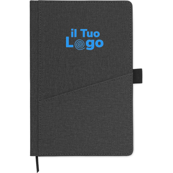 Notebook A5 in PU con tasca - personalizzabile con logo