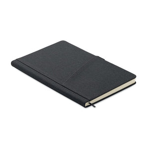 Notebook A5 in PU con tasca Nero - personalizzabile con logo