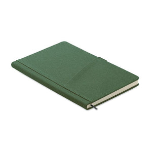 Notebook A5 in PU con tasca verde - personalizzabile con logo