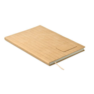 Notebook A5 in PU fumé beige - personalizzabile con logo