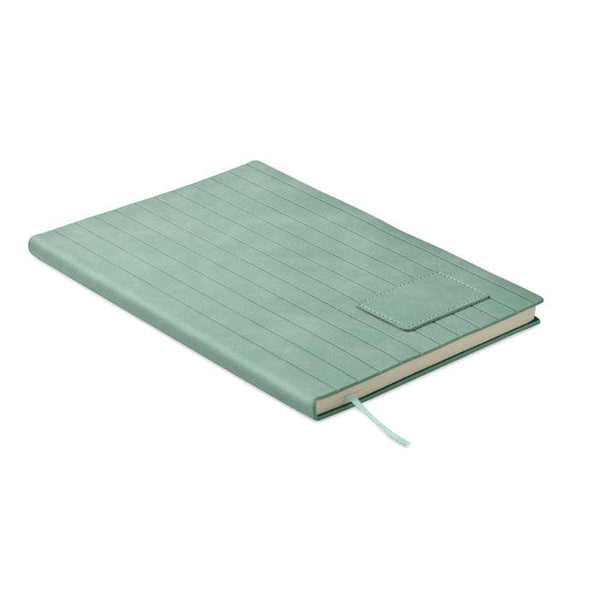 Notebook A5 in PU fumé verde calce - personalizzabile con logo