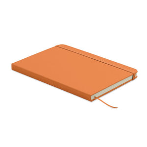 Notebook A5 in PU riciclato arancione - personalizzabile con logo
