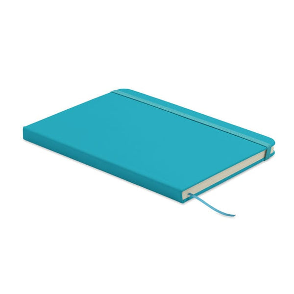 Notebook A5 in PU riciclato Azzurro - personalizzabile con logo