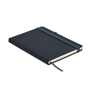 Notebook A5 in PU riciclato blu navy - personalizzabile con logo