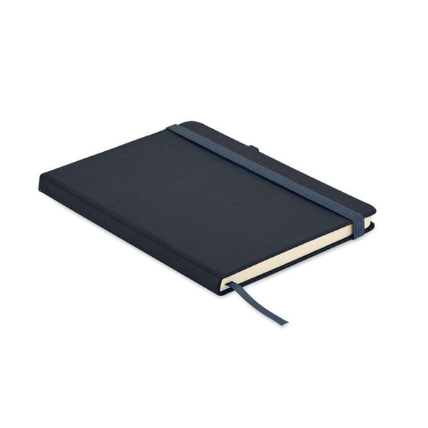 Notebook A5 in PU riciclato blu navy - personalizzabile con logo