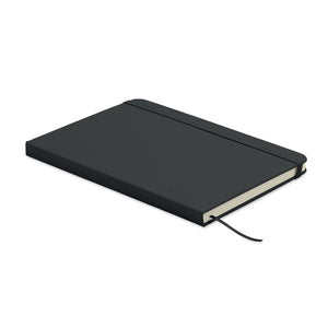 Notebook A5 in PU riciclato Nero - personalizzabile con logo