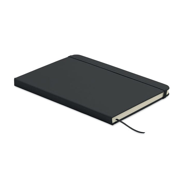 Notebook A5 in PU riciclato Nero - personalizzabile con logo