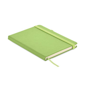 Notebook A5 in PU riciclato verde calce - personalizzabile con logo