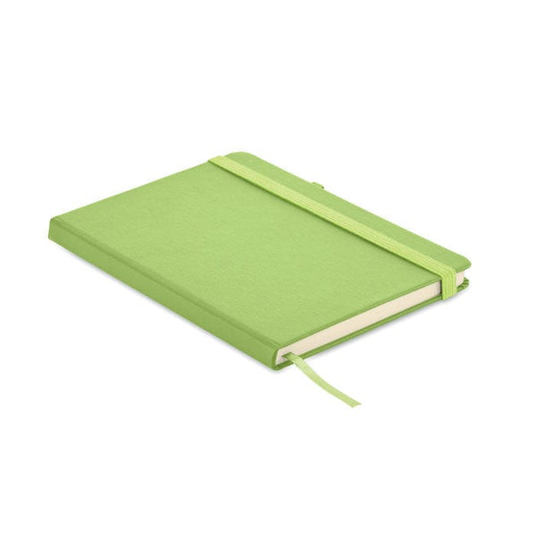 Notebook A5 in PU riciclato verde calce - personalizzabile con logo