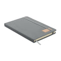 Notebook A5 in velluto a coste RPET Grigio - personalizzabile con logo