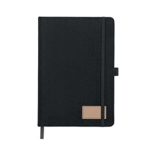 Notebook A5 in velluto a coste RPET - personalizzabile con logo