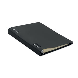 Notebook A5 ricaricabile in PU Nero - personalizzabile con logo