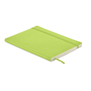 Notebook A5 riciclato morbido verde calce - personalizzabile con logo