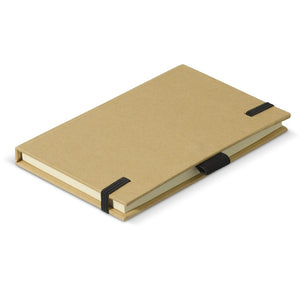 Notebook A6 in cartone + penna LT87949 Marrone - personalizzabile con logo