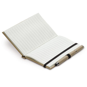 Notebook A6 in cartone + penna LT87949 Marrone - personalizzabile con logo