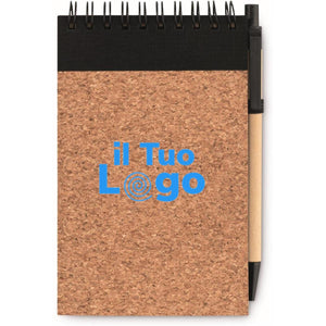 Notebook A6 in sughero c/penna Nero - personalizzabile con logo