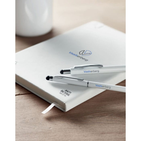 Notebook Antibatterico  A5 a righe bianco - personalizzabile con logo