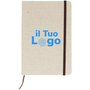 Notebook con cover in canvas 21x14,5 cm beige - personalizzabile con logo