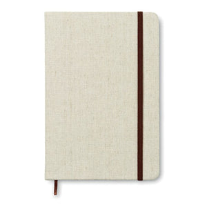 Notebook con cover in canvas 21x14,5 cm beige - personalizzabile con logo