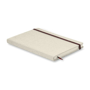 Notebook con cover in canvas 21x14,5 cm beige - personalizzabile con logo