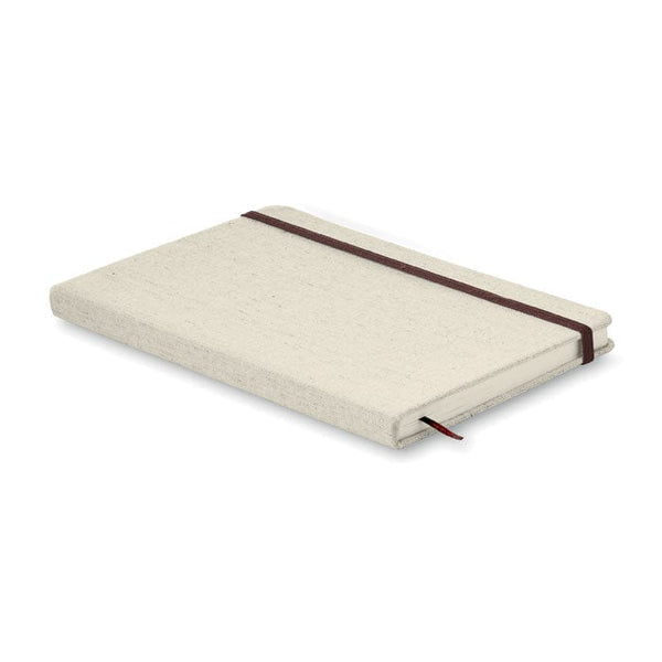 Notebook con cover in canvas 21x14,5 cm beige - personalizzabile con logo