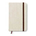 Notebook con cover in canvas 14x9 cm beige - personalizzabile con logo