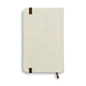 Notebook con cover in canvas 14x9 cm beige - personalizzabile con logo