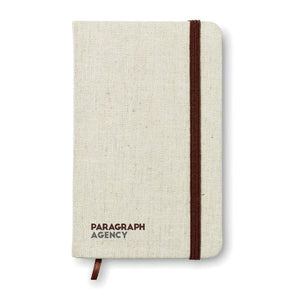 Notebook con cover in canvas 14x9 cm beige - personalizzabile con logo