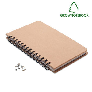 Notebook con semi di pino beige - personalizzabile con logo