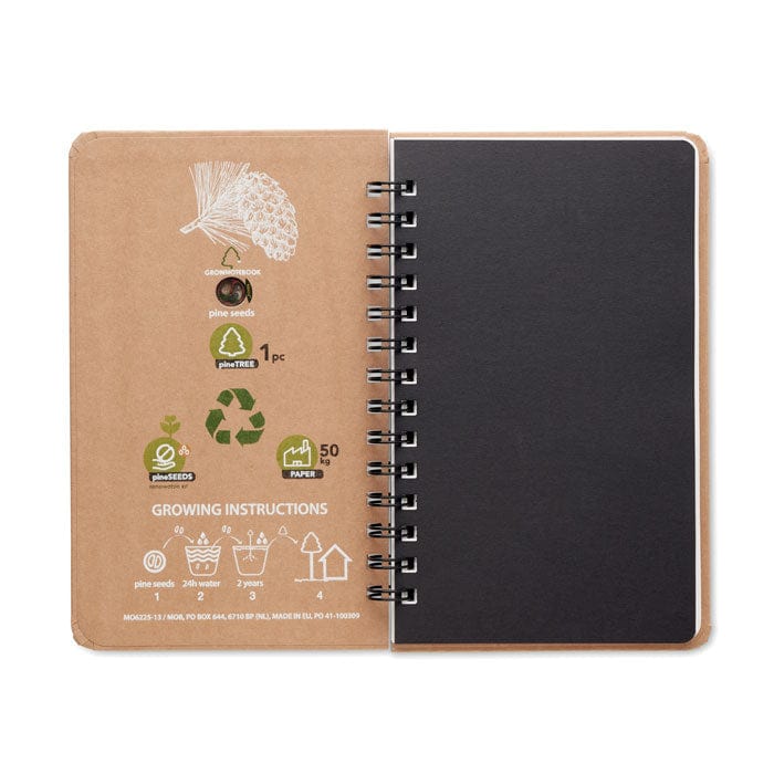 Notebook con semi di pino beige - personalizzabile con logo