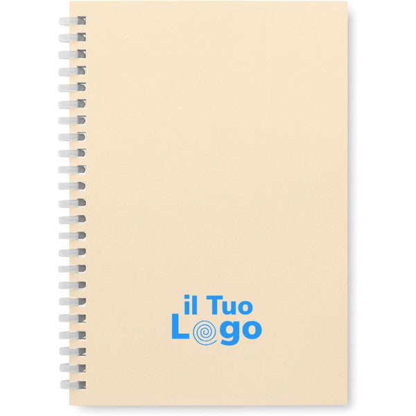 Notebook in cartone riciclato A5 beige - personalizzabile con logo