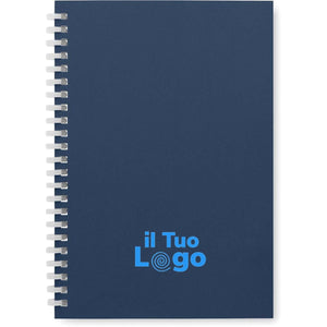 Notebook in cartone riciclato A5 blu navy - personalizzabile con logo