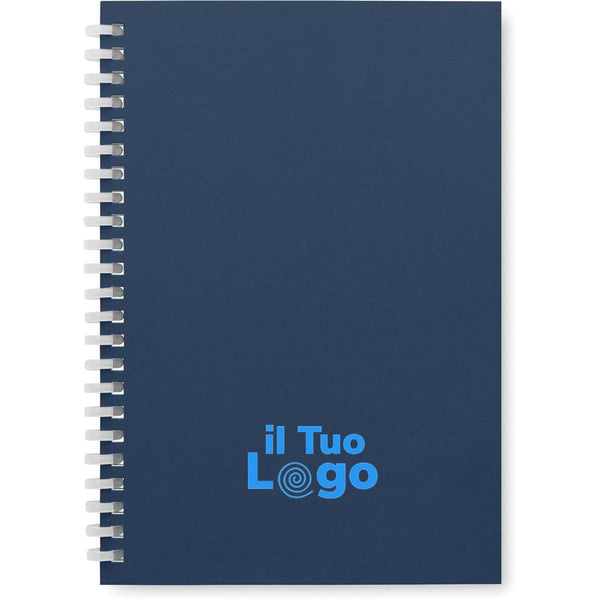 Notebook in cartone riciclato A5 blu navy - personalizzabile con logo