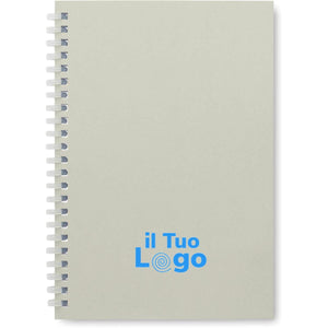 Notebook in cartone riciclato A5 grigio - personalizzabile con logo