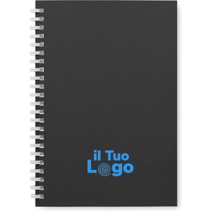 Notebook in cartone riciclato A5 Nero - personalizzabile con logo