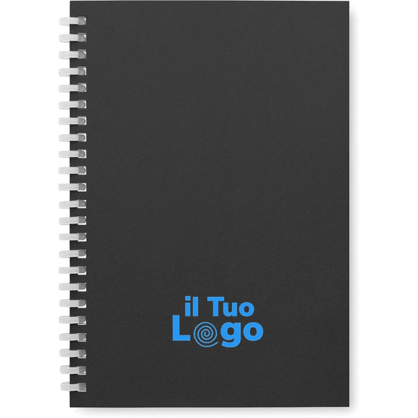 Notebook in cartone riciclato A5 Nero - personalizzabile con logo