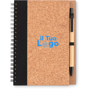 Notebook in sughero c/penna Nero - personalizzabile con logo