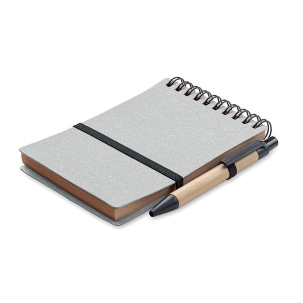 Notebook riciclato con penna Grigio - personalizzabile con logo