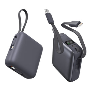 Nova Powerbank 22,5 W Power Delivery con cavi integrati 10.000 mAh Grigio scuro - personalizzabile con logo