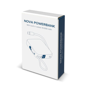 Nova Powerbank 22,5 W Power Delivery con cavi integrati 10.000 mAh Grigio scuro - personalizzabile con logo