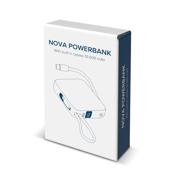 Nova Powerbank 22,5 W Power Delivery con cavi integrati 10.000 mAh Grigio scuro - personalizzabile con logo