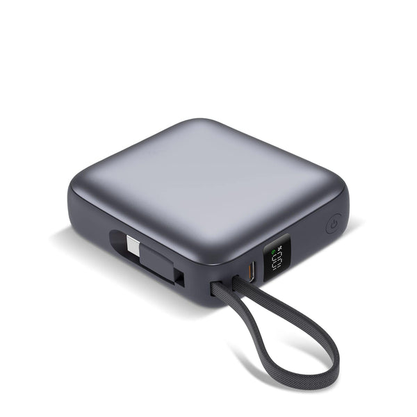 Nova Powerbank 22,5 W Power Delivery con cavi integrati 10.000 mAh Grigio scuro - personalizzabile con logo