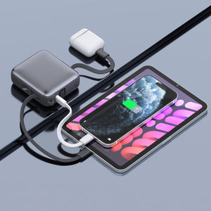 Nova Powerbank 22,5 W Power Delivery con cavi integrati 10.000 mAh Grigio scuro - personalizzabile con logo