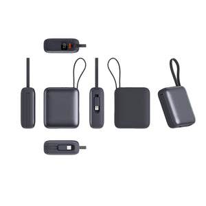 Nova Powerbank 22,5 W Power Delivery con cavi integrati 10.000 mAh Grigio scuro - personalizzabile con logo