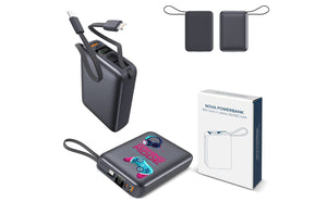 Nova Powerbank 22,5 W Power Delivery con cavi integrati 20000 mAh Grigio scuro - personalizzabile con logo