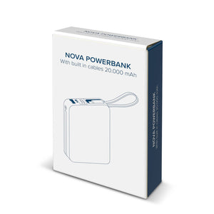 Nova Powerbank 22,5 W Power Delivery con cavi integrati 20000 mAh Grigio scuro - personalizzabile con logo