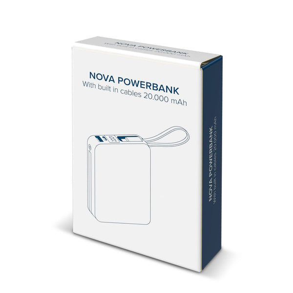 Nova Powerbank 22,5 W Power Delivery con cavi integrati 20000 mAh Grigio scuro - personalizzabile con logo