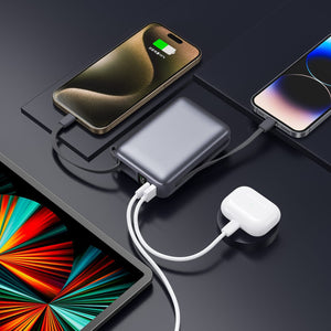 Nova Powerbank 22,5 W Power Delivery con cavi integrati 20000 mAh Grigio scuro - personalizzabile con logo