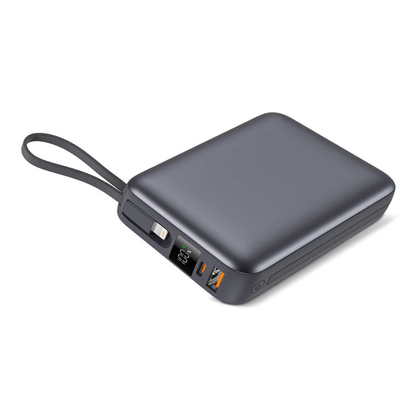 Nova Powerbank 22,5 W Power Delivery con cavi integrati 20000 mAh Grigio scuro - personalizzabile con logo